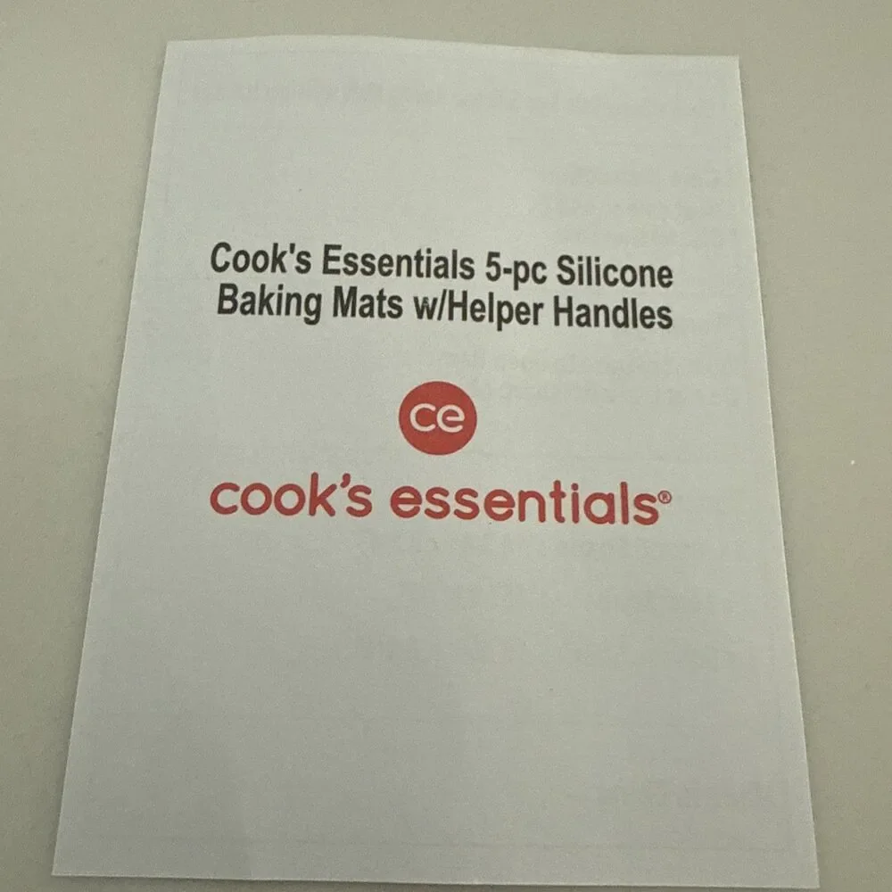 Cooks Essentials 5 Piece Silicone Baking Mats With Helper Handles